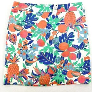 Talbots Mini Skirt Size 10 Tropical Floral Fruit Print Women NWT Colorful Bright